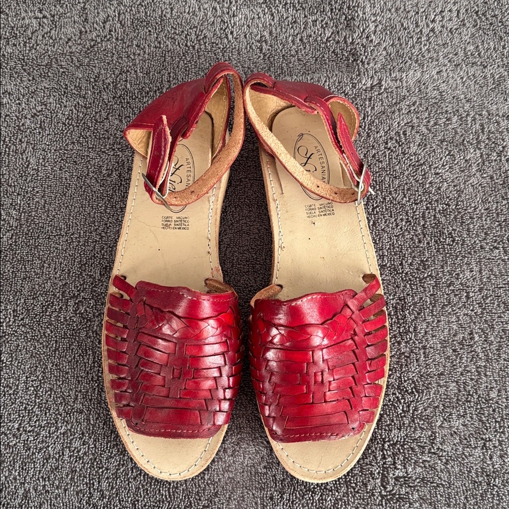 NWOT Red Leather Huarache sandals